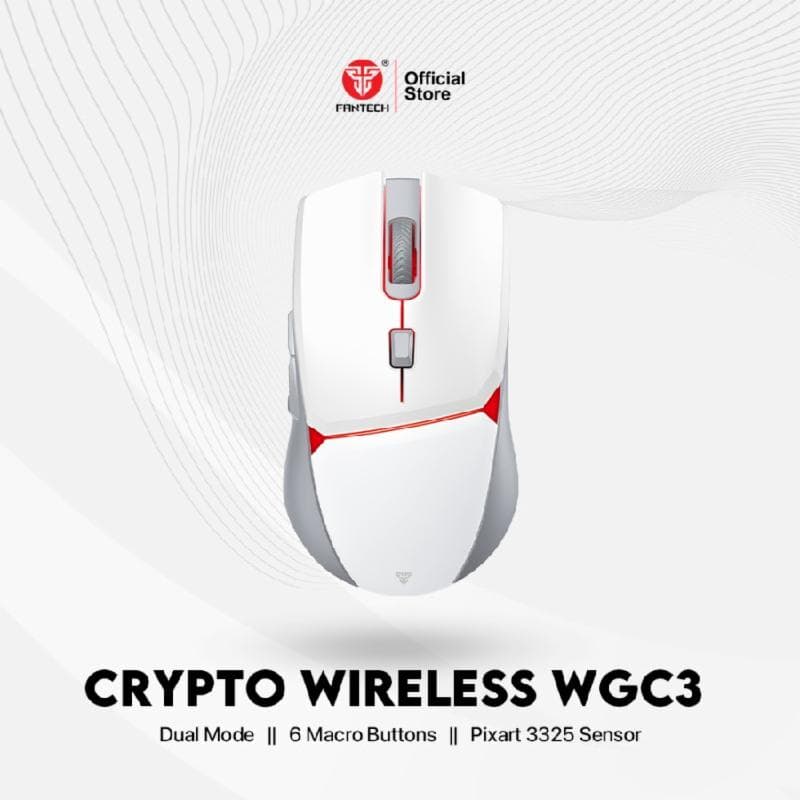 FANTECH CRYPTO WGC3 (WHITE) DUAL MODE Wireless Mouse Gaming Rechargeable PIXART 3325