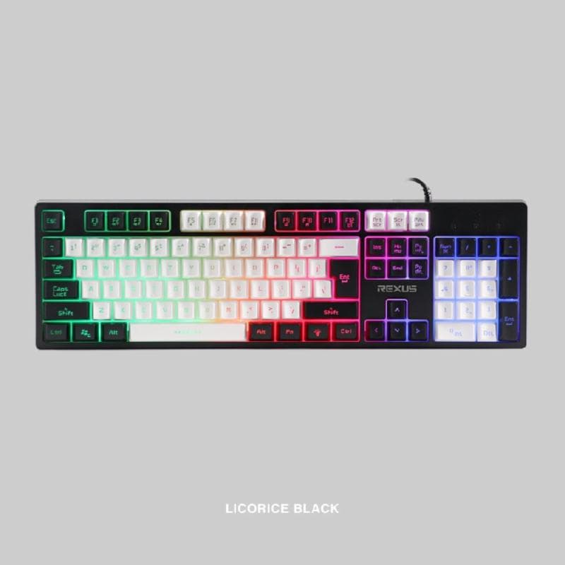 REXUS BATTLEFIRE K9E (WHITE BLACK) RAINBOW KEYBOARD GAMING