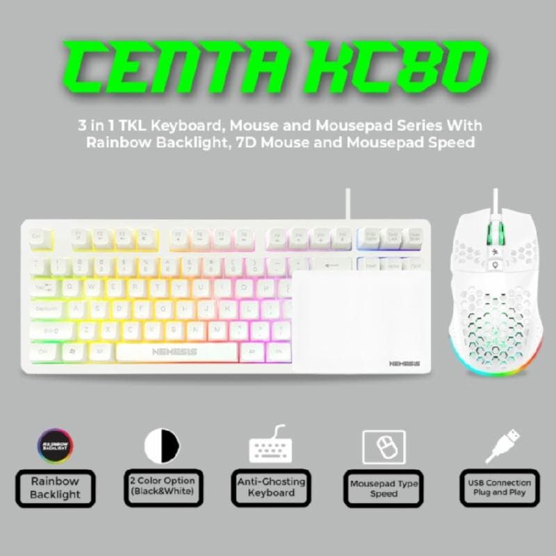 NYK CENTA KC80 (WHITE) KEY MOUSE MOUSEPAD GAMING