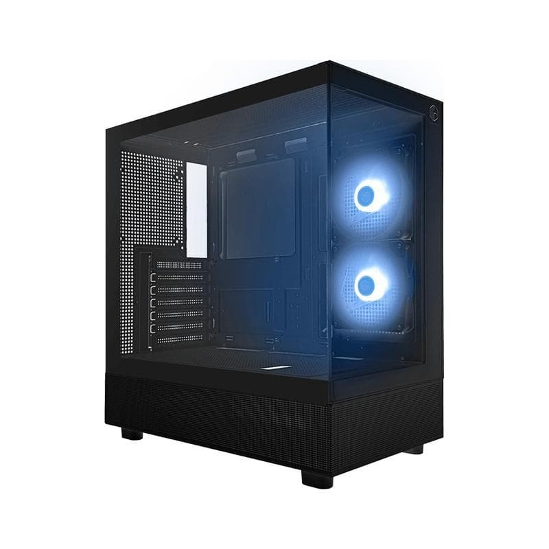 CUBE GAMING COMSEL BLACK - ATX Gaming Case - Front & Left Side Tempered Glass - USB Type C Included - Dust Filter - PSU Cover - FREE 2PCS 12CM ARGB FAN