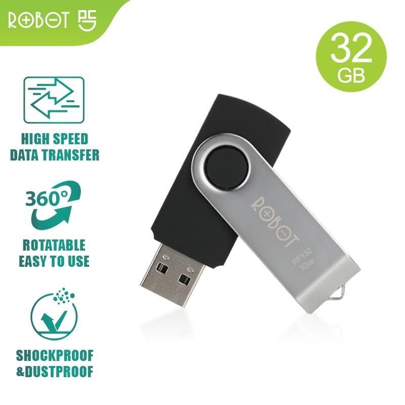 ROBOT RF132 (BLACK) Flashdrive 32GB USB 2.0 High Speed