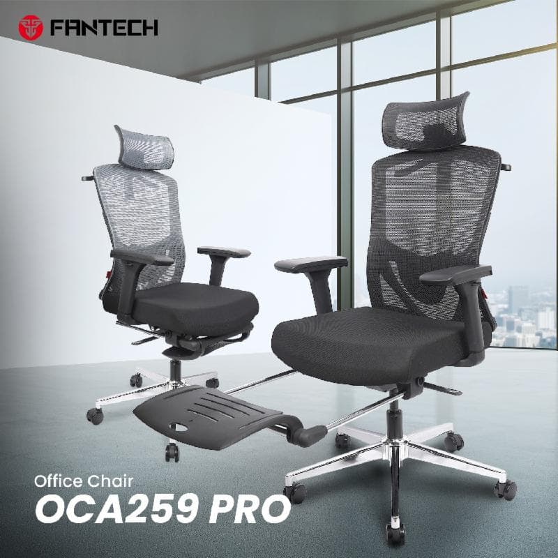 FANTECH OCA259 PRO (GREY) Kursi Kantor Kerja Jaring Premium Office Chair