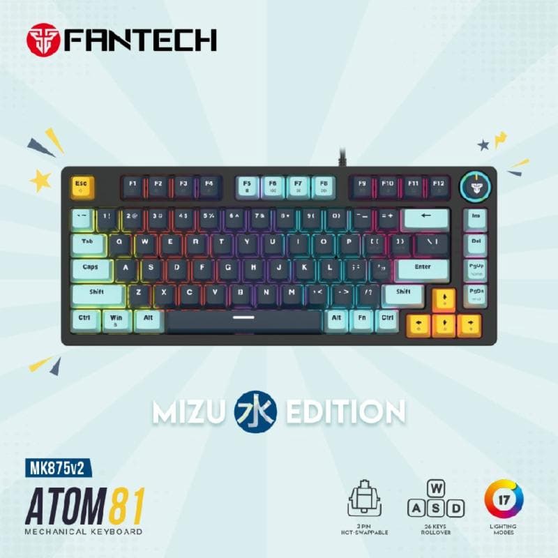 FANTECH ATOM81 MK875v2 MIZU EDITION (NAVI BLUE) BLUE SWITCH MECHANICAL 75% GAMING KEYBOARD