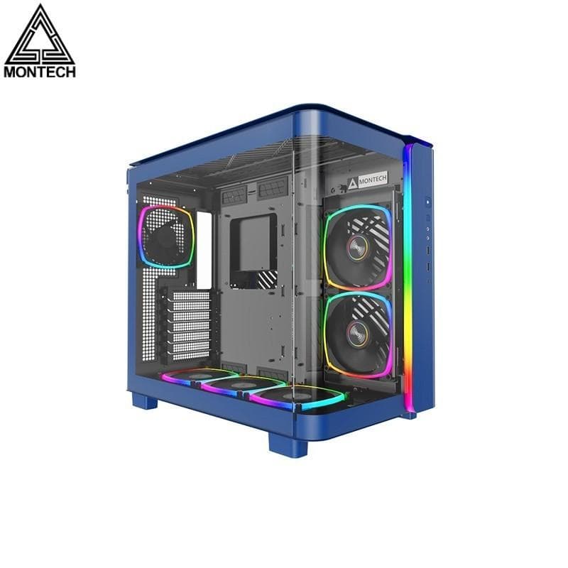 MONTECH KING 95 PRO (BLUE) - ATX Mid Tower Gaming Case FREE 6 FAN ARGB CURVED TEMPERED GLASS
