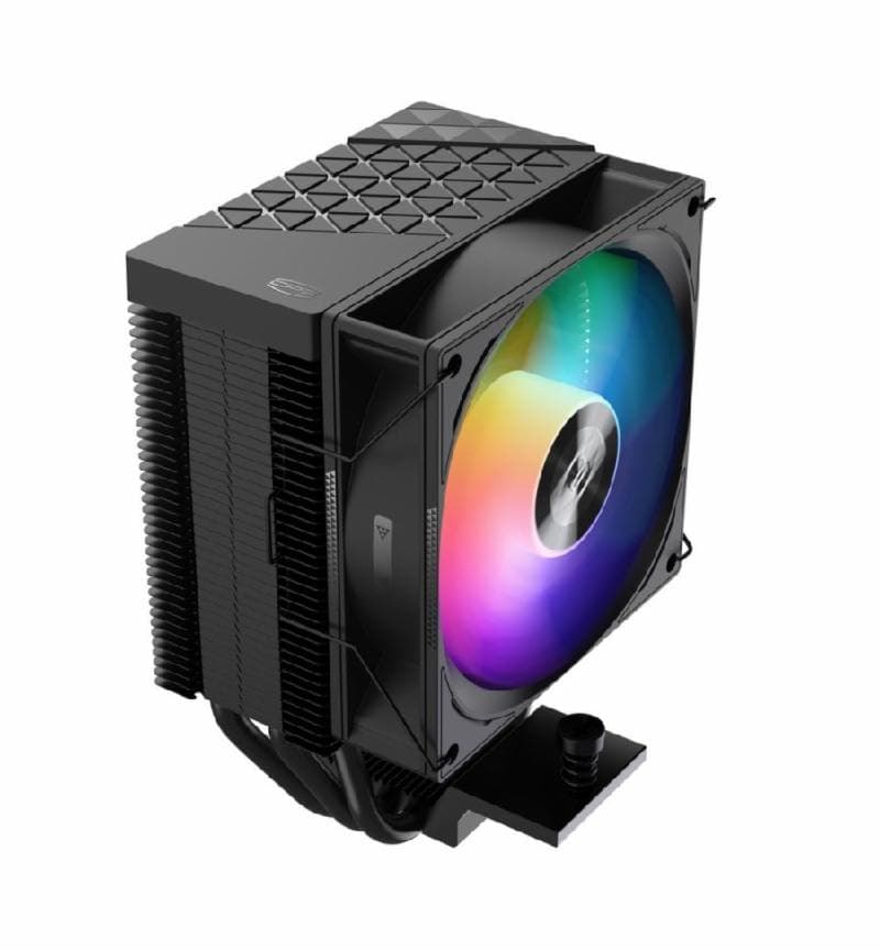 PCCOOLER R300 ARGB BLACK Tower CPU Cooler - 3 Full Black Nickel plated Heatpipe - 9 CM ARGB fan