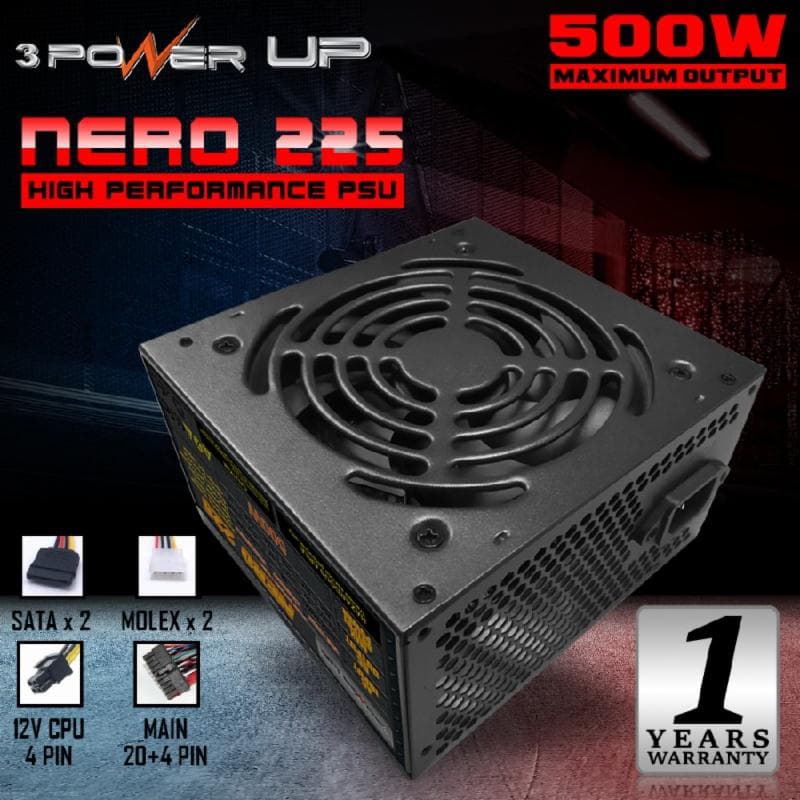 POWER UP NERO 225 500 watt PSU with FAN 12cm