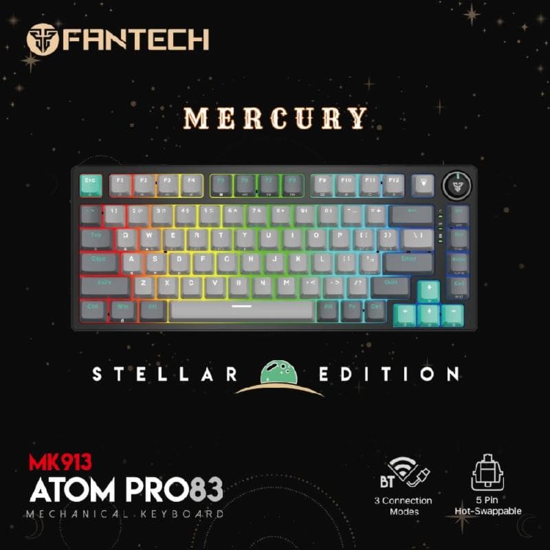 FANTECH ATOM PRO83 MK913 MERCURY BLACK (BLUE SWITCH) GAMING KEYBOARD WIRELESS