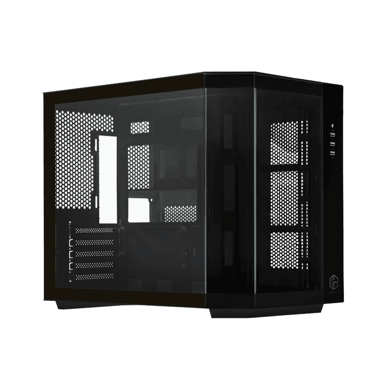 CUBE GAMING REGUZ BLACK - mATX Gaming Case - Aesthetic Dual Chamber Design - Panoramic View - Left Side Tempered Glass - Airflow Potential - Dust Filter