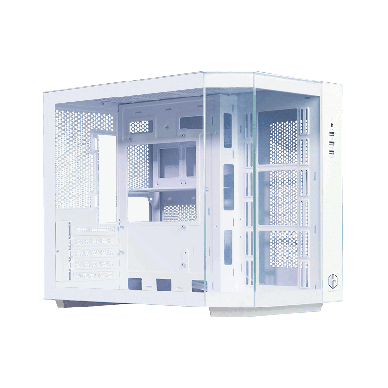 CUBE GAMING REGUZ WHITE - mATX Gaming Case - Aesthetic Dual Chamber Design - Panoramic View - Left Side Tempered Glass - Airflow Potential - Dust Filter