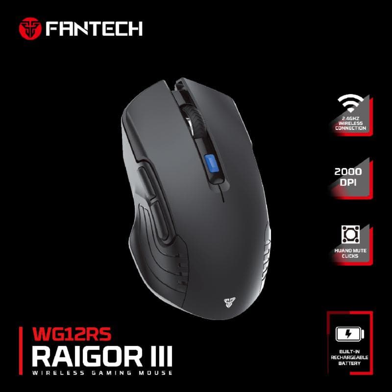 FANTECH RAIGOR III WG12RS (BLACK) RECHARGEABLE WIRELESS GAMING MOUSE