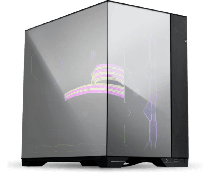LIAN LI O11 VISION CHROME - Collaboration with PCMR - 3 Sides Of Mirror Finish Glass - Enhanced Modularity - Aluminum with White Powder Coating - 3MM Mirror Finish Top & 4MM Mirror Finish Side and Front Tempered Glass - USB Type C Included