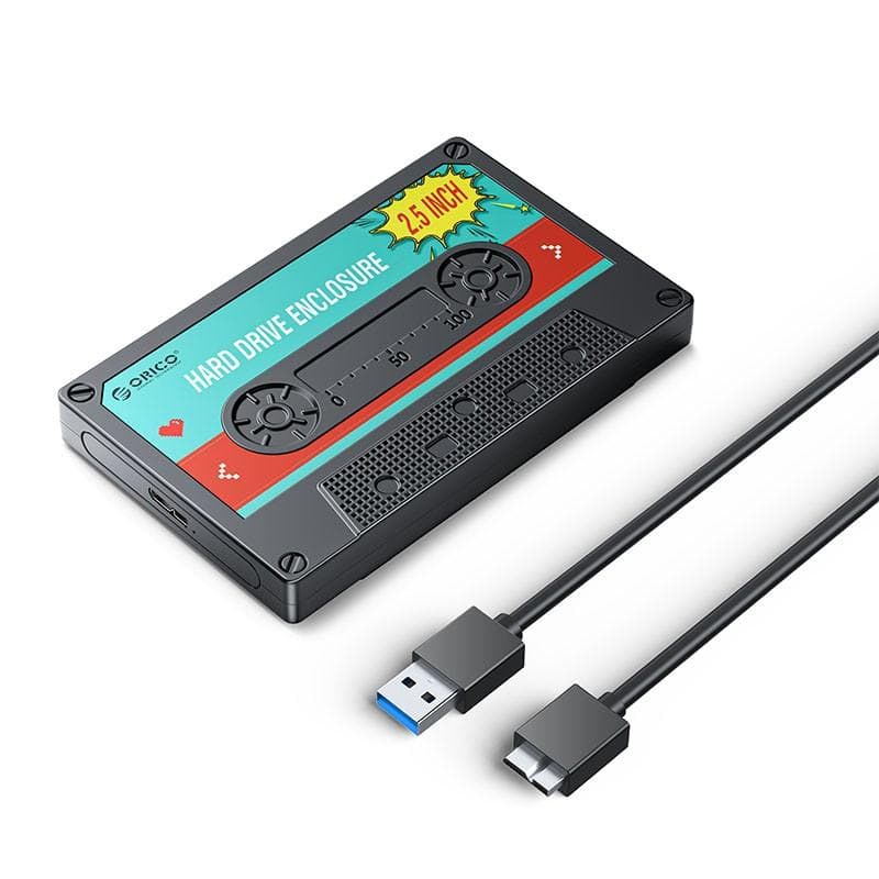 ORICO 2580U3-V1-BK-EP (BLACK) Enclosure 2.5in USB 3.0 Vintage Cassette