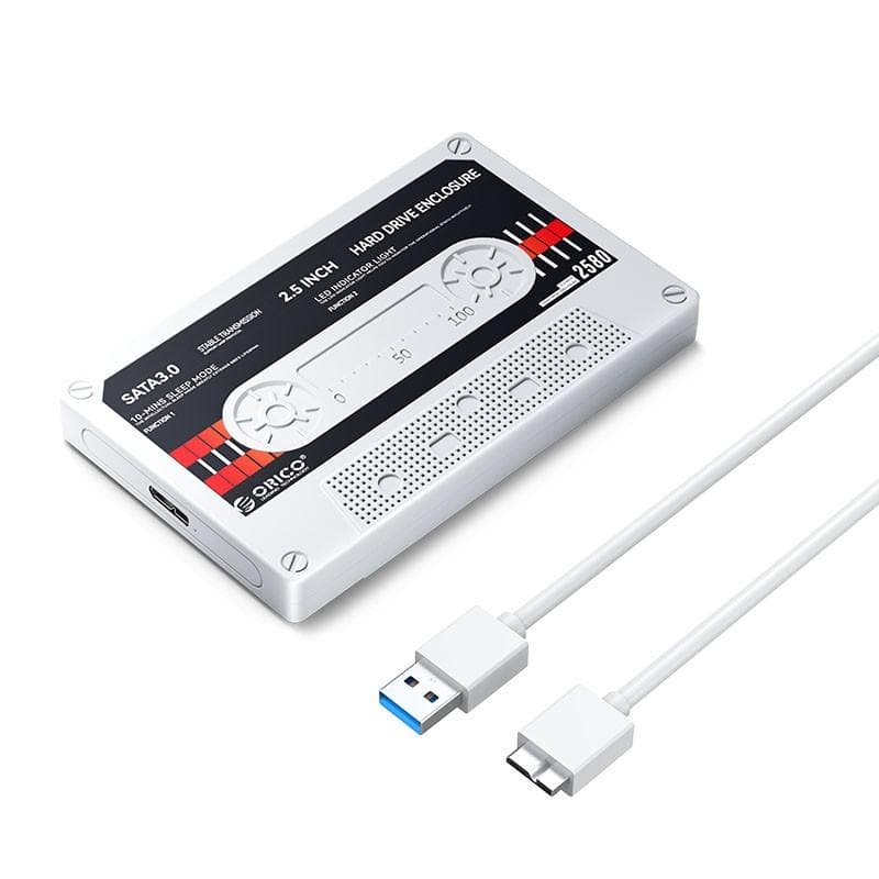 ORICO 2580U3-V1-WH-EP (WHITE) Enclosure 2.5in USB 3.0 Vintage Cassette