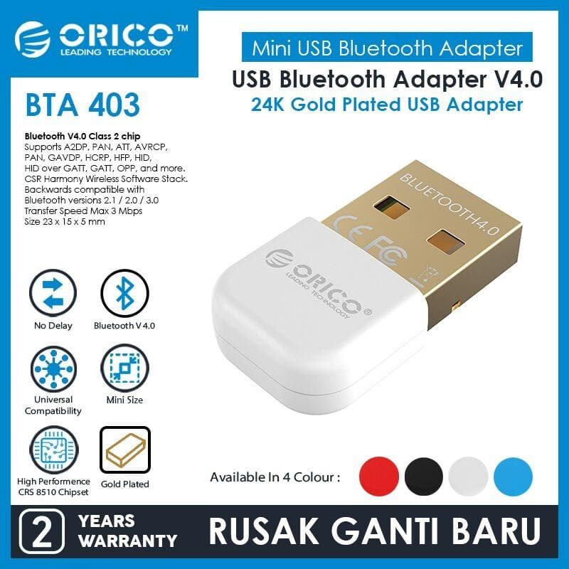 ORICO BTA-403 - (WHITE) USB Bluetooth Adapter 4.0