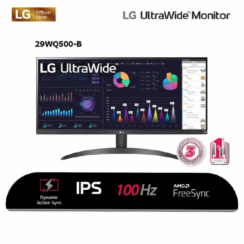 LG UltraWide 29WQ500-B 29'' 21:9 UW FHD 100HZ IPS Monitor AMD FreeSync HDR10