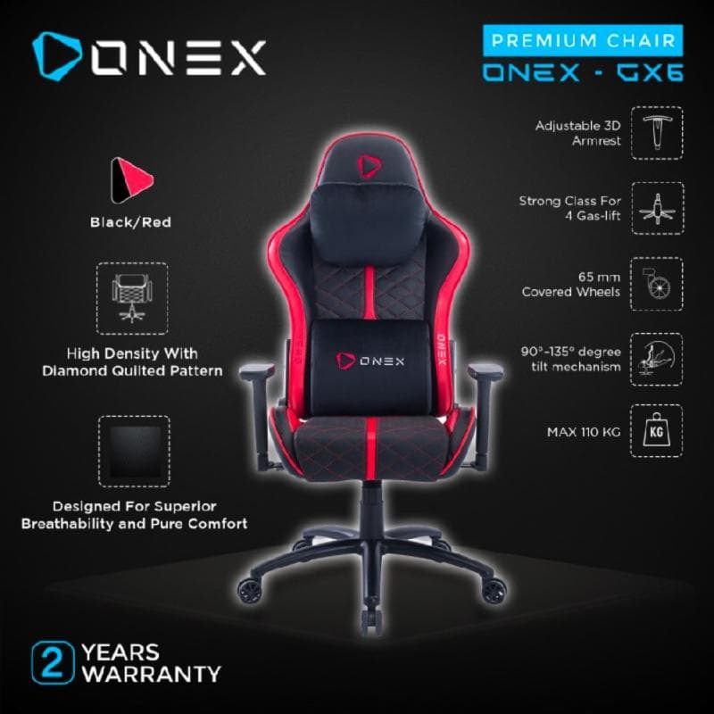 GAMING ONEX GX6 - RED Premium Quality Gaming Chair