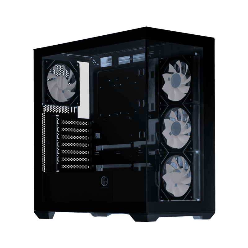 CUBE GAMING PREMIUM SHIVA (BLACK ) ATX Gaming Case - Free 3Pcs 120mm Reverse Infinity Mirror ARGB Fan + 1Pcs 120mm Infinity Mirror ARGB Fan