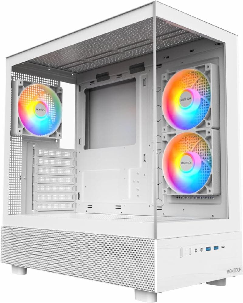 MONTECH XR ARGB (WHITE) ATX Mid-Tower PC Gaming Case Inc 3 FAN ARGB