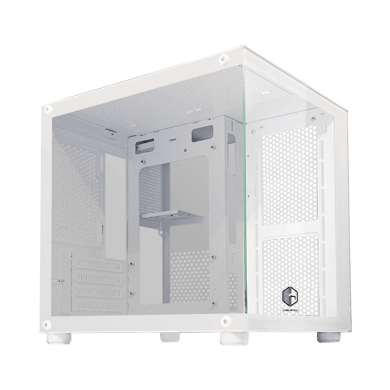 CUBE GAMING SHAFEL Lite S WHITE - mATX Gaming Case - All White Inside - Front & Left Side Tempered Glass - Mini Dual Chamber Design - Airflow Potential - Dust Filter
