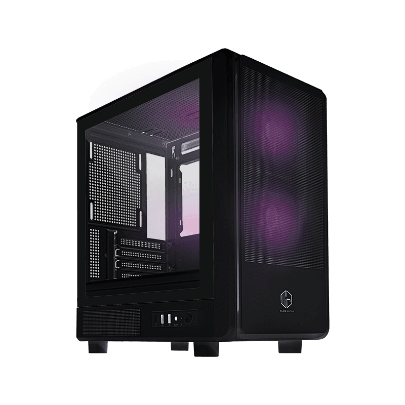 CUBE GAMING EPIOM MESH BLACK - mATX Gaming Case - Left Side Tempered Glass - Front Mesh Panel - Dust Filter - FREE 2PCS 12CM ARGB FAN
