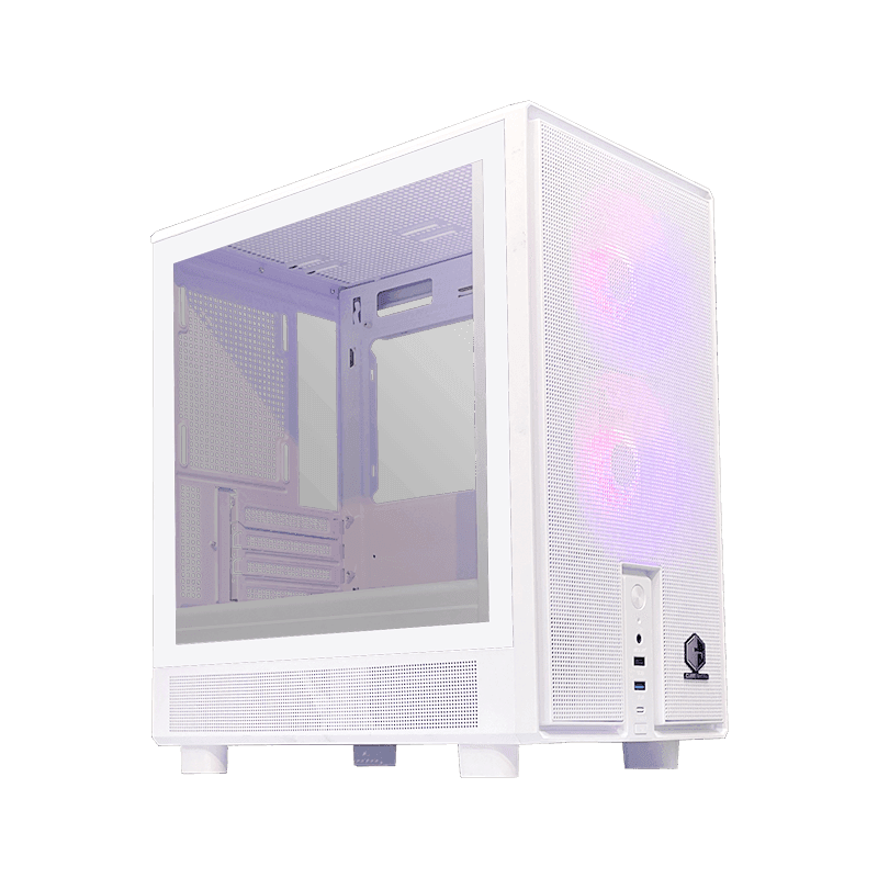 CUBE GAMING TUNE WHITE - mATX Gaming Case - All White Inside - Mesh Front Panel Design - Left Side Tempered Glass - Dust Filter - PSU Cover - Free 2Pcs 12CM ARGB Fan