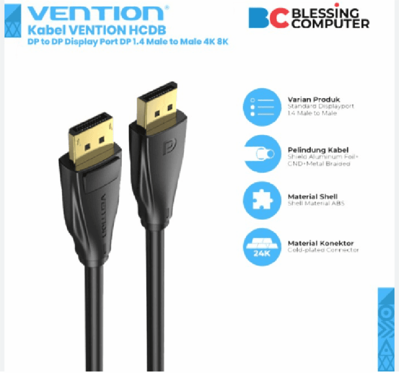 VENTION HCDBH KABEL DISPLAY PORT M-M 1.4 8K BLACK 2M