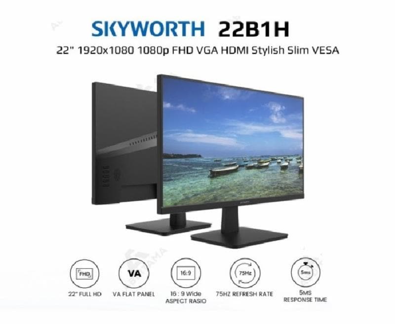 SKYWORTH 22B1H 22" 1080p FHD VA 75Hz VGA HDMI 5Ms
