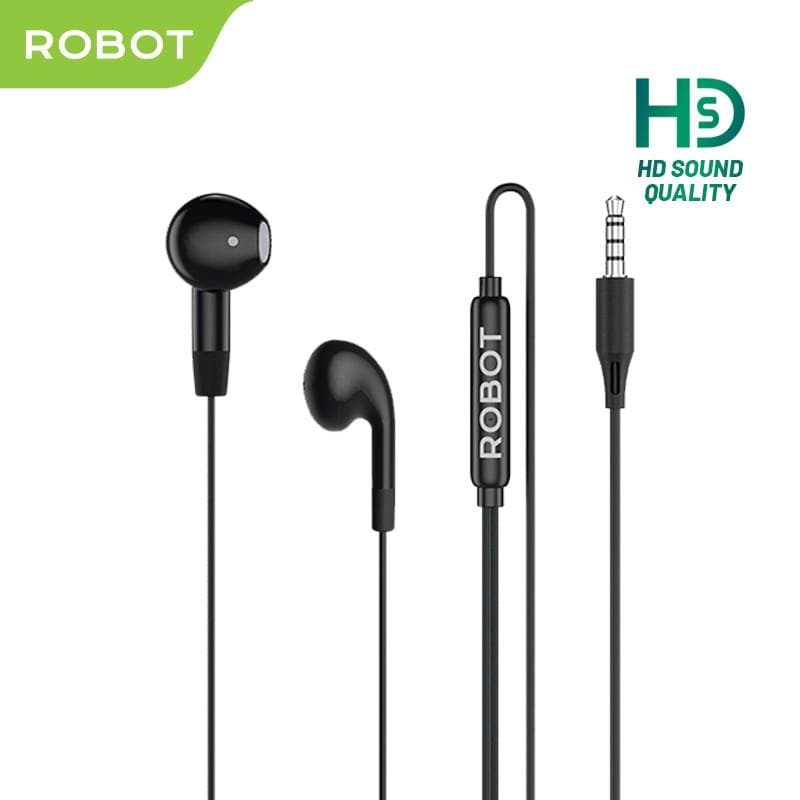ROBOT RE50 (BLACK) Earphone Stereo Sound Bass with Mic