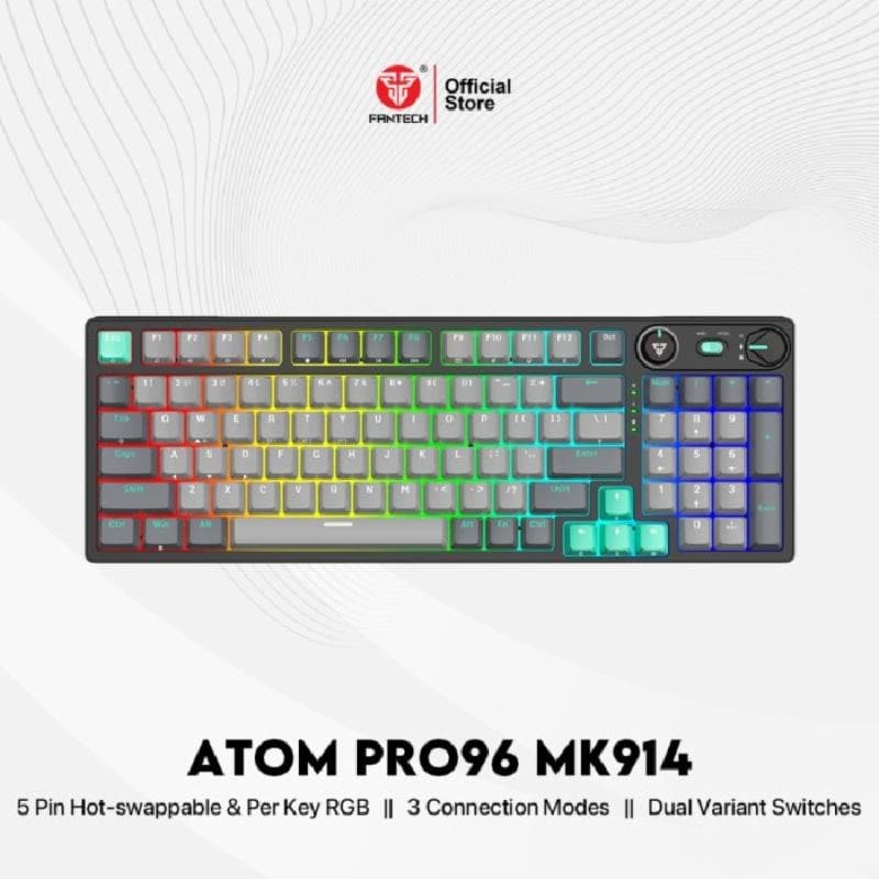 FANTECH ATOM PRO96 MK914 (MERCURY BLACK) RED SWITCH Keyboard Gaming Wireless Hotswapable