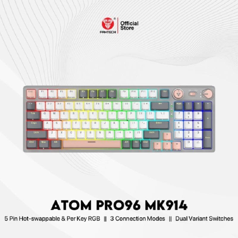 FANTECH ATOM PRO96 MK914 (SATURN GREY) RED SWITCH Keyboard Gaming Wireless Hotswapable
