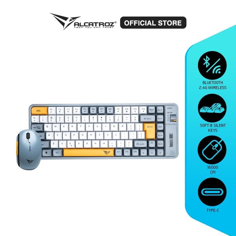 ALCATROZ TETRIZ AIR 300C (SUMMER WHITE) Dual Mode Bluetooth 5.3 Wireless Keyboard Mouse Combo