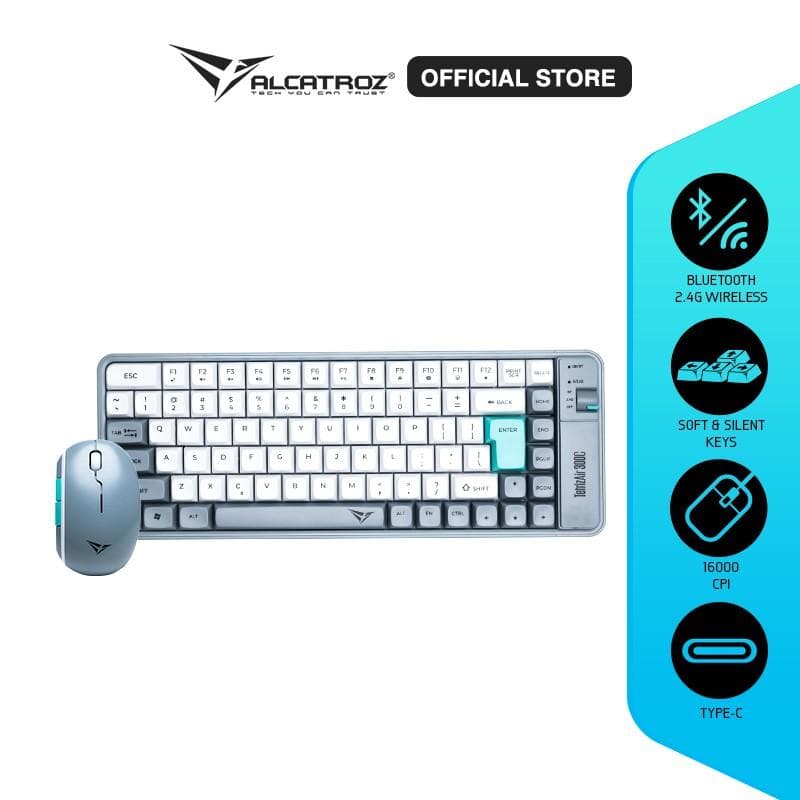ALCATROZ TETRIZ AIR 300C (WINTER WHITE) Dual Mode Bluetooth 5.3 Wireless Keyboard Mouse Combo