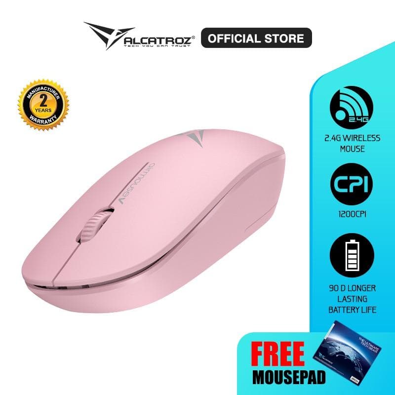 ALCATROZ AIRMOUSE V (PINK) | 1200 CPI | Ergonomic Design Mouse Wireless