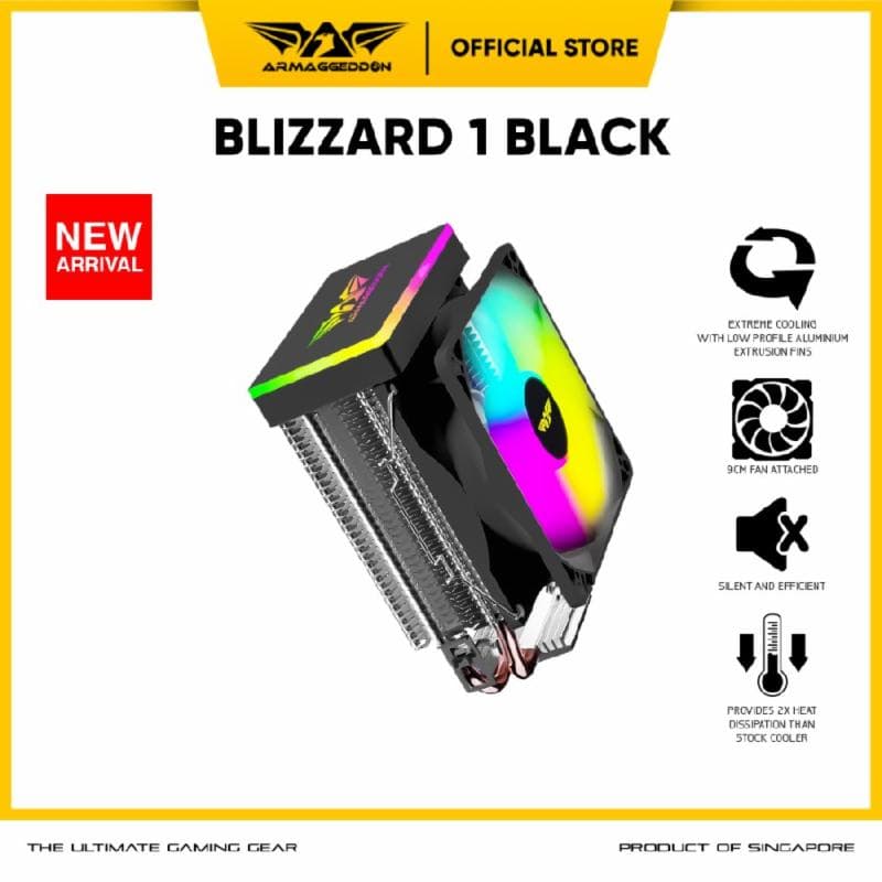 Armaggeddon Blizzard 1 (BLACK) RGB 2 Heat Pipes CPU Cooler