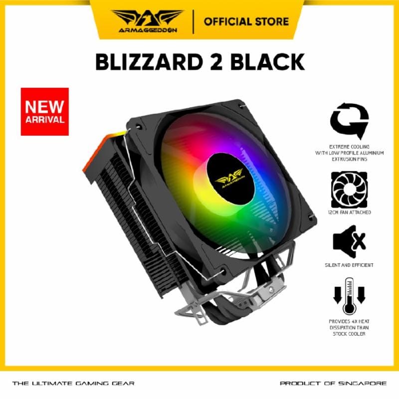 Armaggeddon Blizzard 2 (BLACK) ARGB 4 Heat Pipes CPU Cooler