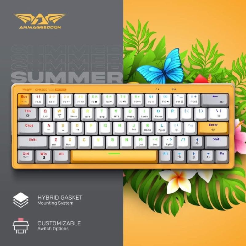 Armaggeddon GMK-100 (SUMMER) Mechanical Keyboard Triple Mode Bluetooth RGB 63 Keys Hot Swap Rechargeable