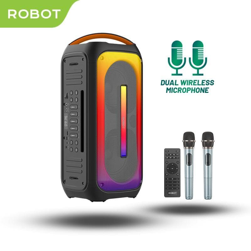 ROBOT RB650 Speaker Karaoke RGB Daya 50W Bluetooth 5.0 Mic Wireless TF USB 3.5mm