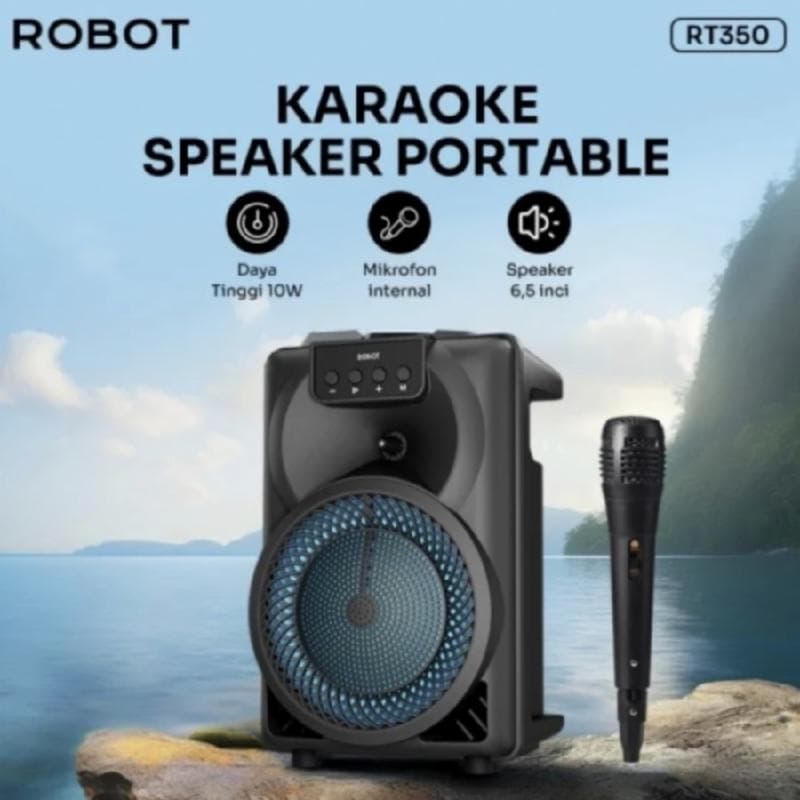 ROBOT RB350 (Black) RGB Karaoke Bluetooth 5.0 Speaker Mic