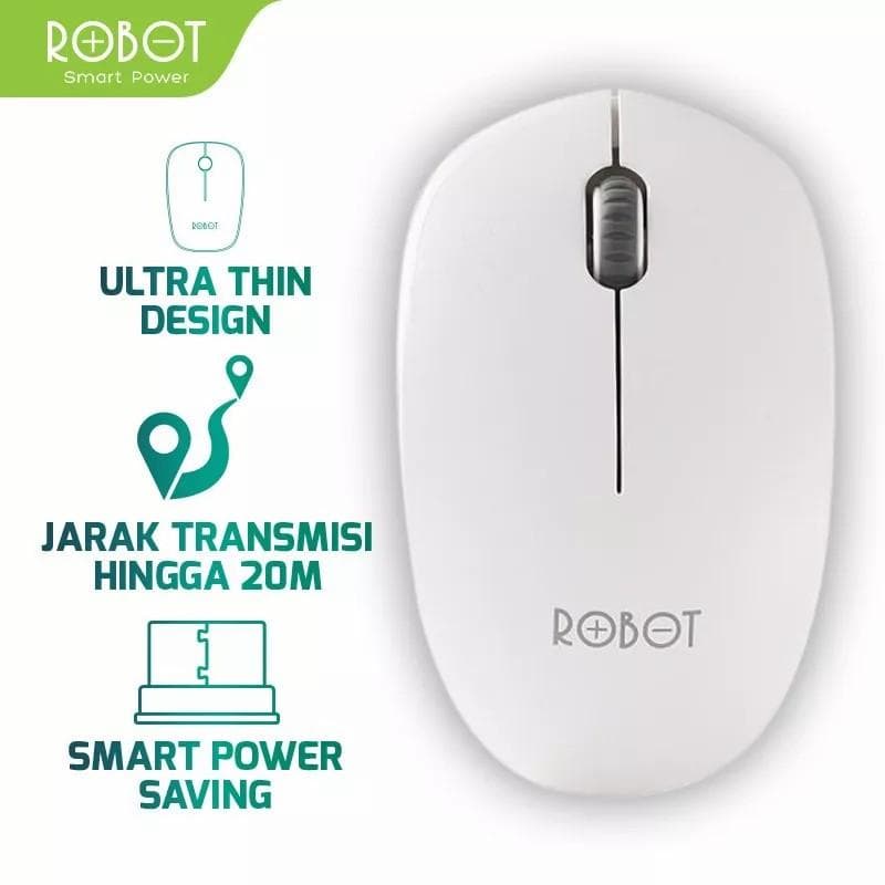 ROBOT M210 (White) Mouse Wireless 2.4GHz 1600DPI