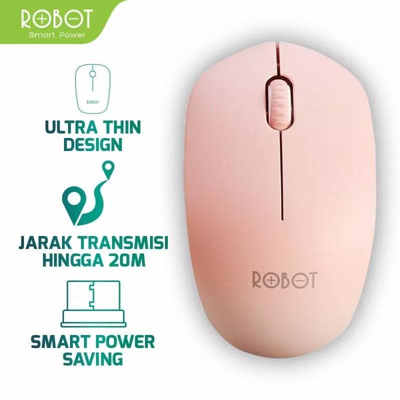 ROBOT M210 (Pink) Mouse Wireless 2.4GHz 1600DPI