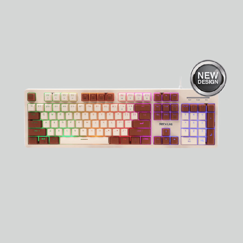 REXUS BATTLEFIRE K9E (CREAM BROWN) RAINBOW KEYBOARD GAMING