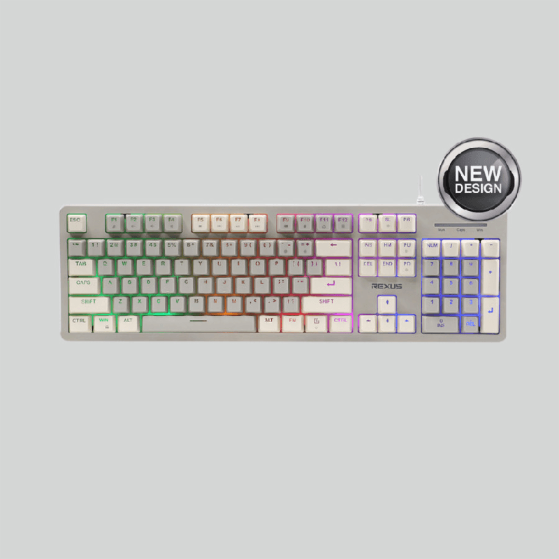 REXUS BATTLEFIRE K9E (GREY WHITE) RAINBOW KEYBOARD GAMING