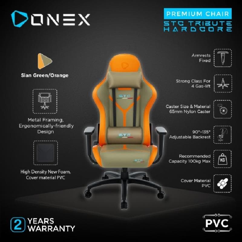 ONEX STC TRIBUTE - SIAN GREEN-ORANGE Hardcore Gaming and Office Chair