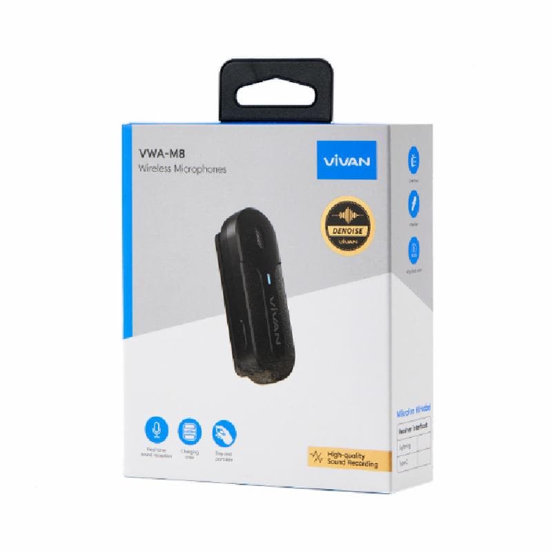 VIVAN VWA-M8C (Black) AIR Wireless Lavalier Microphone Type C