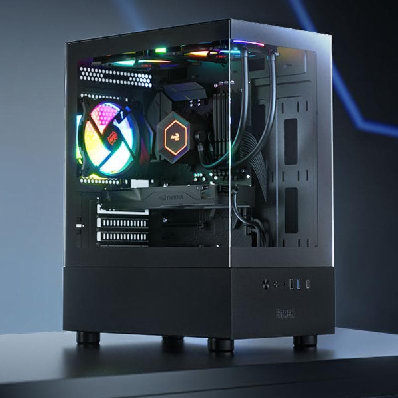 GAMEN GCS100 (BLACK) WITH 3 FAN-USB Type C Included- mATX Gaming Case - Front & Left Side Tempered Glass