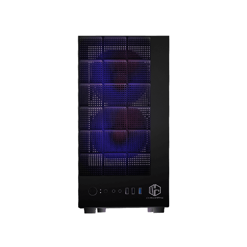 CUBE GAMING SHACK (BLACK) - mATX Gaming Case - All White Inside - Front Unique Design with Mesh & Left Side Tempered Glass-FREE 2 PCS 12CM ARGB FAN