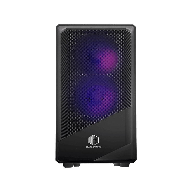 CUBE GAMING NAST (BLACK) - mATX Gaming Case - Front Mesh & Left Side Tempered Glass-FREE 2PCS 12CM ARGB FAN