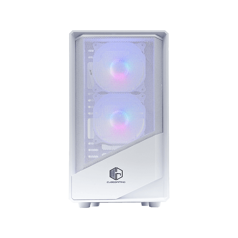 CUBE GAMING NAST (WHITE) - mATX Gaming Case - Front Mesh & Left Side Tempered Glass-FREE 2PCS 12CM ARGB FAN