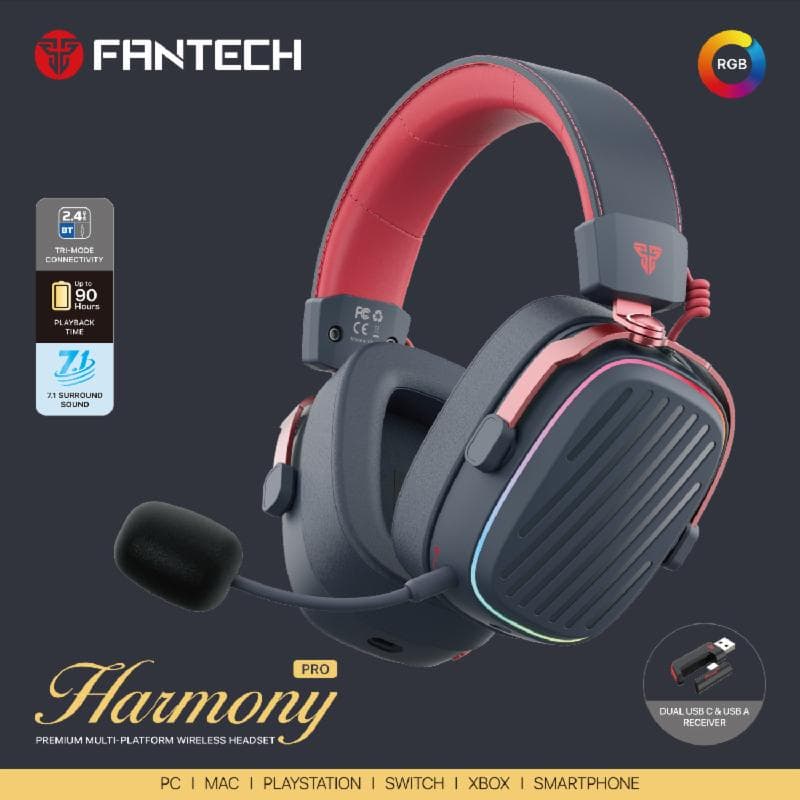 FANTECH WHG02P HARMONY PRO STUDIO WIRELESS BLACK GAMING HEADSET
