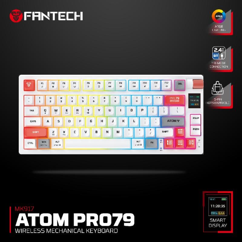 FANTECH MK917 ATOM PRO79 (WHITE) RED SWITCH WIRELESS MECHANICAL GAMING KEYBOARD